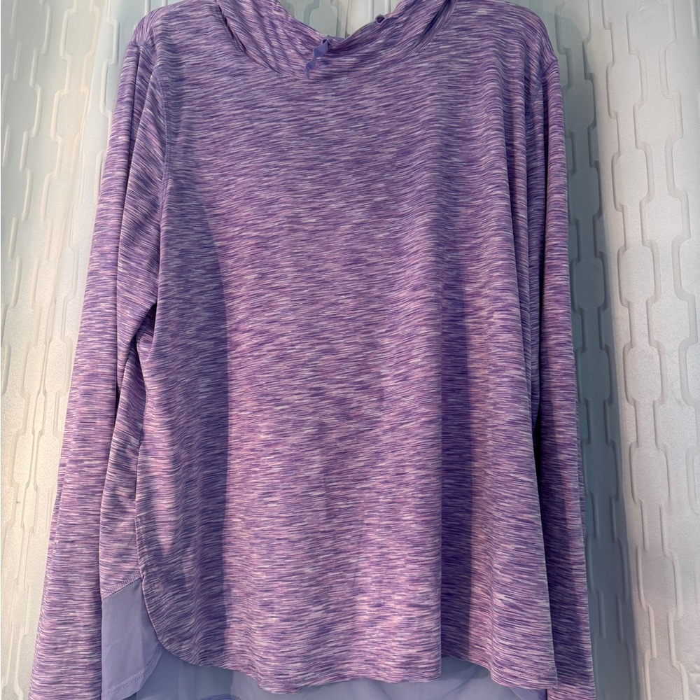 Marika Heathered Purple Lightweight Hoodie Sweatshirt- Size 1X